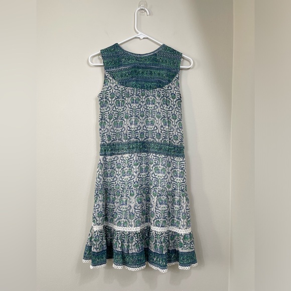 Bell Patricia Midi Dress Blue and Green Sleeveless Dress Silk Cotton Rainey S - Picture 8 of 12